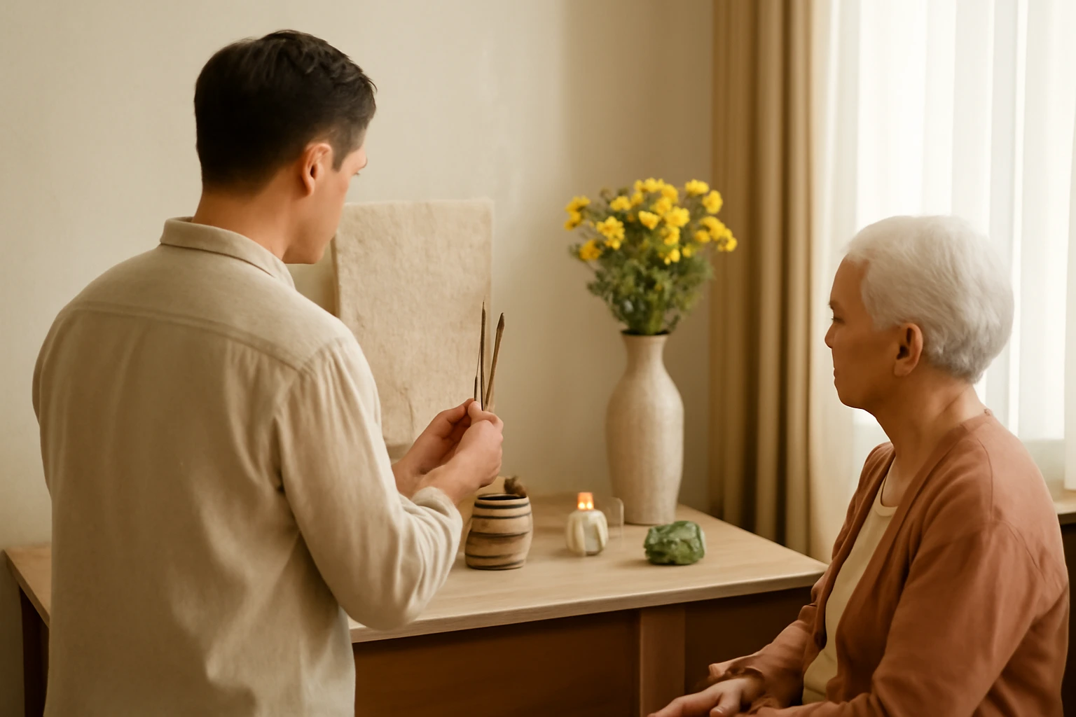 Khấn thay, khấn hộ người vắng mặt: con khấn thay cha mẹ, khấn cho người ốm, người ở xa và cho trẻ nhỏ