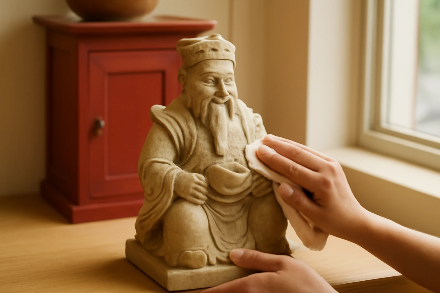 Văn khấn an vị ban thờ Thần Tài mới: rước tượng về, bày ban, bốc bát hương và khấn lần đầu