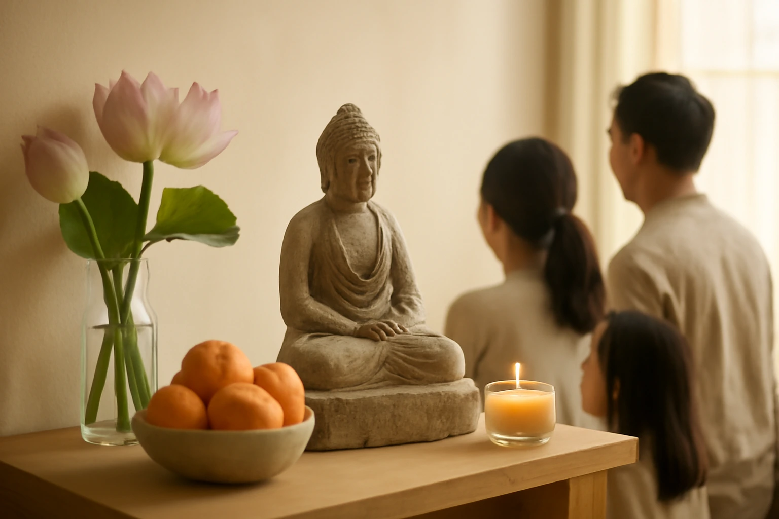Văn khấn Vu Lan tại gia: dâng lễ chay ở ban Phật, báo hiếu cha mẹ còn sống và đã khuất
